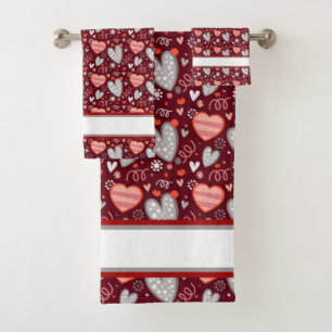 Valentine pattern bath towel set