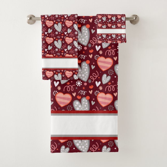 Valentine pattern bath towel set (Insitu)
