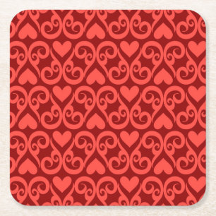 Valentine Pattern Square Paper Coaster