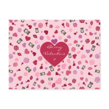 Valentine pattern with bears, roses and hearts