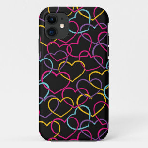 Valentine Pattern with Colour Hearts iPhone 11 Case