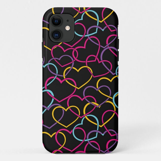 Valentine Pattern with Colour Hearts Case-Mate iPhone Case (Back)