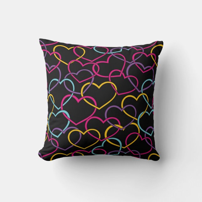 Valentine Pattern with Colour Hearts Cushion (Front)