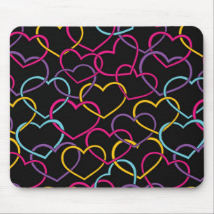 Valentine Pattern with Colour Hearts Mouse Mat