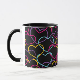Valentine Pattern with Colour Hearts Mug