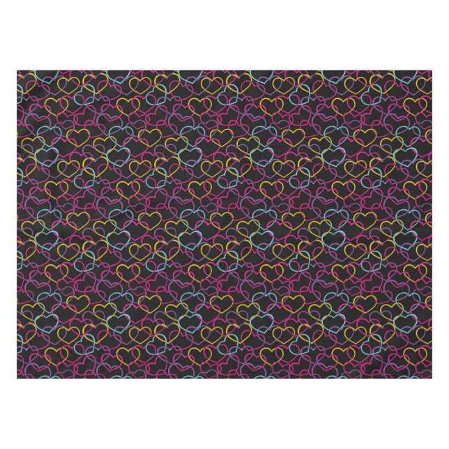 Valentine Pattern with Colour Hearts Tablecloth (Front (Horizontal))