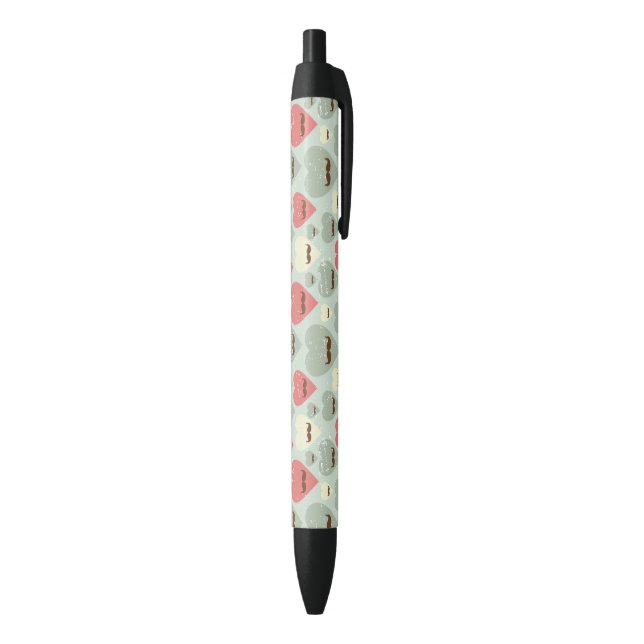 Valentine pattern with heart and moustache black ink pen (Bottom (Vertical))