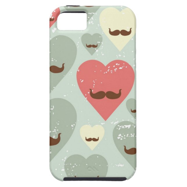 Valentine pattern with heart and moustache Case-Mate iPhone case (Back)