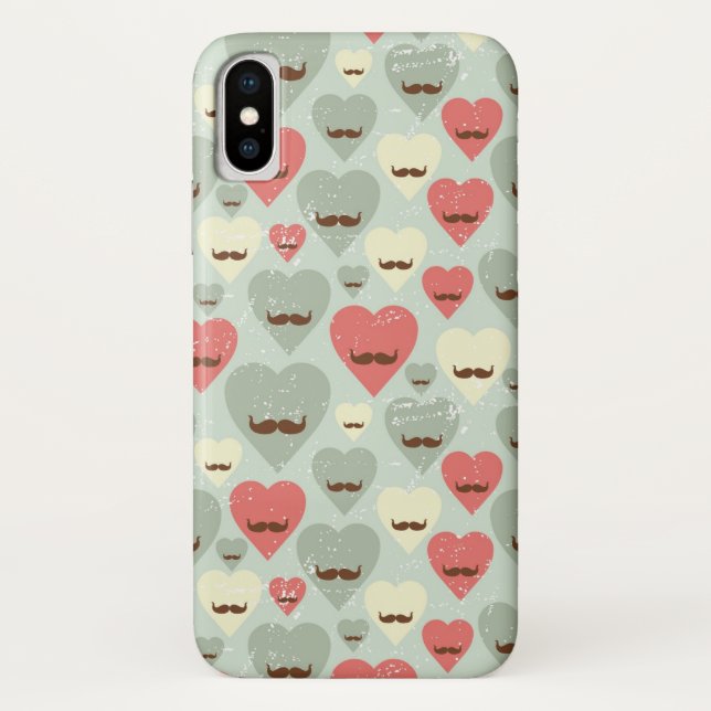 Valentine pattern with heart and moustache Case-Mate iPhone case (Back)