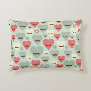Valentine pattern with heart and moustache decorative cushion