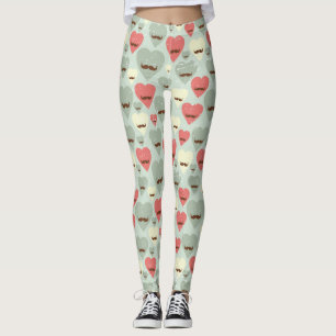 Valentine pattern with heart and moustache leggings