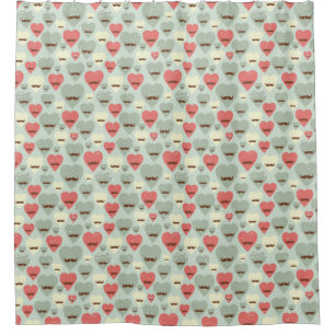 Valentine pattern with heart and moustache shower curtain