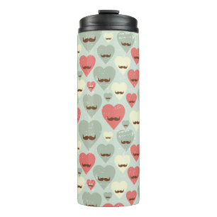 Valentine pattern with heart and moustache thermal tumbler