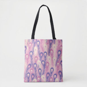 Valentine Peacock Feather Seamless Pattern in Pink Tote Bag
