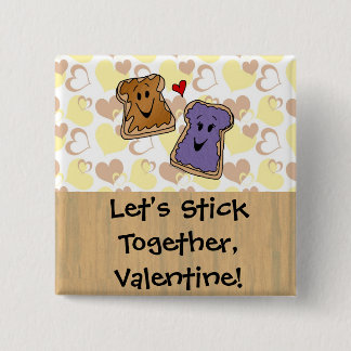 Valentine Peanut Butter and Jelly 15 Cm Square Badge
