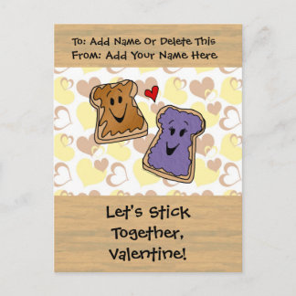 Valentine Peanut Butter and Jelly Holiday Postcard