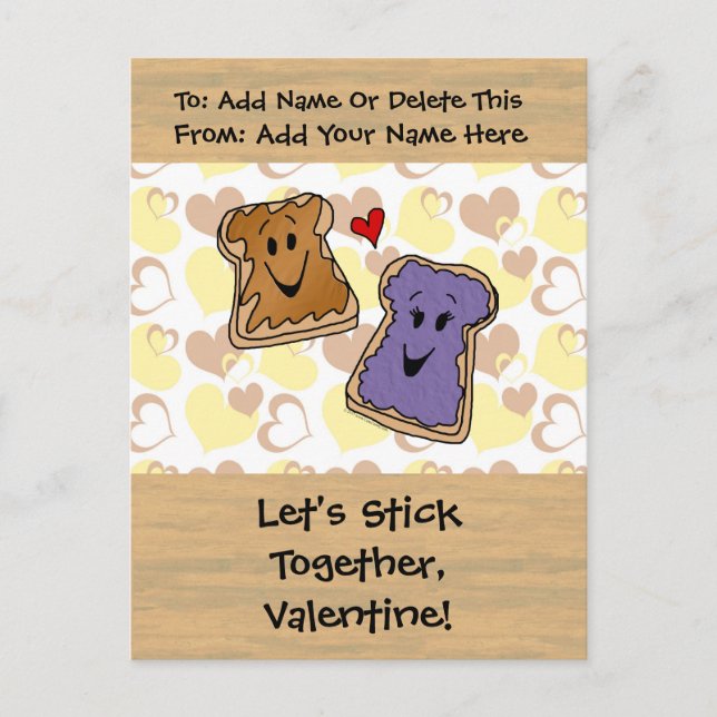 Valentine Peanut Butter and Jelly Holiday Postcard (Front)