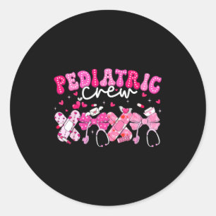 Valentine Pediatric Crew Xoxo Nurse Coquette Bow P Classic Round Sticker