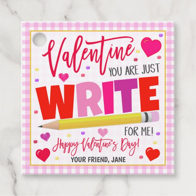 Valentine Pencil Gift Tag (Front)