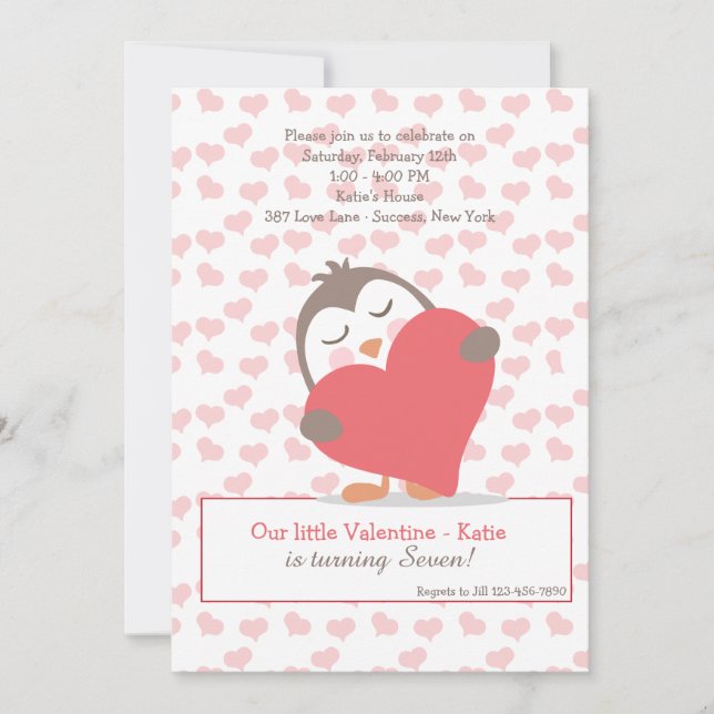 Valentine Penguin Invitation (Front)