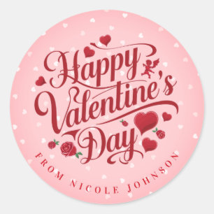 Valentine Personalised Name Round Stickers