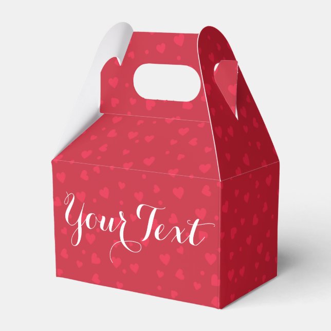 Valentine Personalised Red Hearts pattern design Favour Box (Front Side)