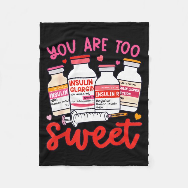 Valentine Pharmacist Diabetic Nurse Insulin Diabet Fleece Blanket (Front)