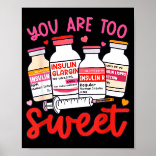 Valentine Pharmacist Diabetic Nurse Insulin Diabet Poster