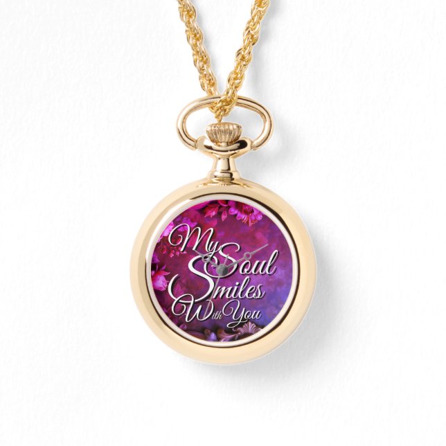 Valentine Photo Watch Necklace Love Quote Necklace (Front)