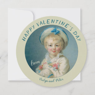 Valentine Pierrot Boy with flowers Fragonard Holiday Card