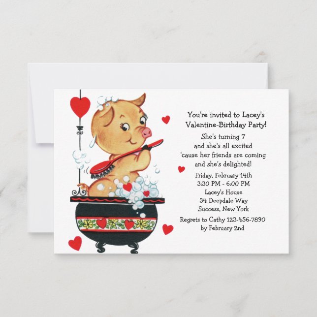 Valentine Piglet Invitation (Front)