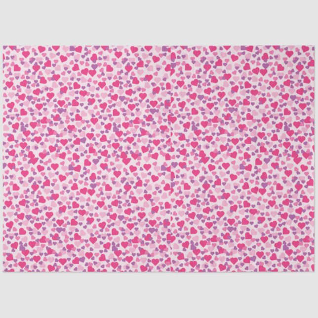 Valentine Pink and Purple Hearts Tissue Paper (Front)
