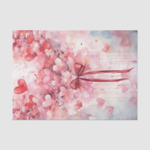 Valentine Pink and Red Hearts and Ribbon Tissue Paper