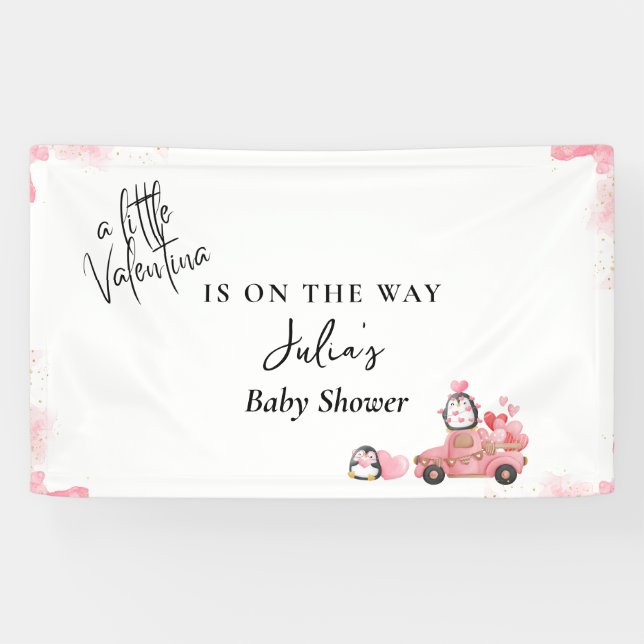 Valentine pink baby girl  shower  banner (Horizontal)