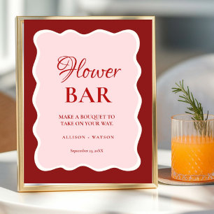 Valentine Pink Heart bridal shower flower bar Sign