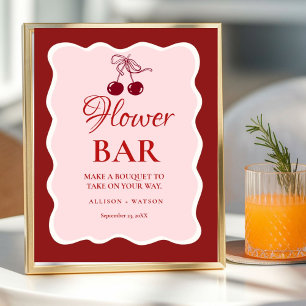 Valentine Pink Heart bridal shower flower bar Sign