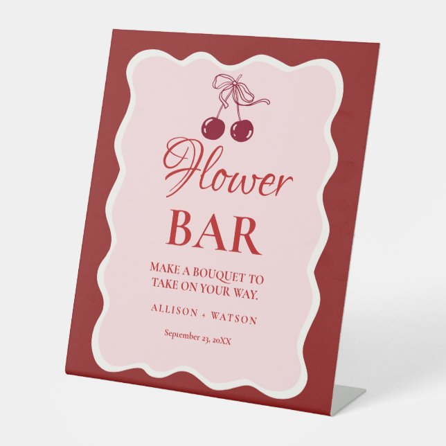 Valentine Pink Heart bridal shower flower bar Sign (Front)