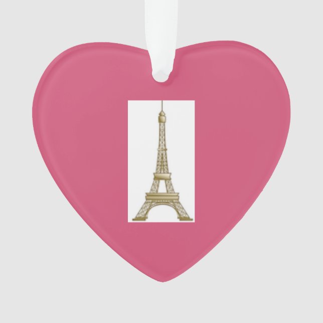 Valentine Pink Heart Eiffel Tower Ornament (Front)