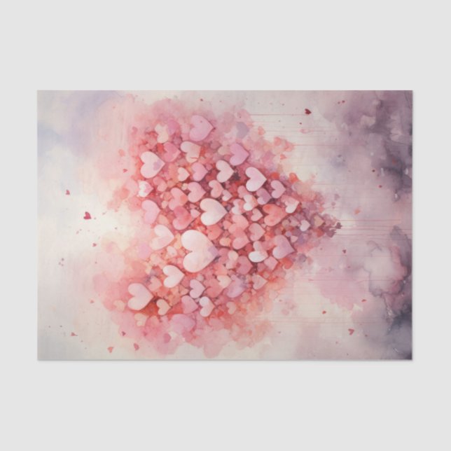 Valentine Pink Hearts Balloons Tissue Paper (Front)