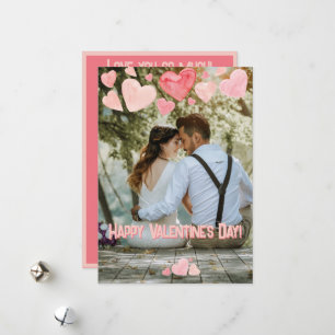 Valentine Pink Hearts Overlay Add Your Own Photo Holiday Card
