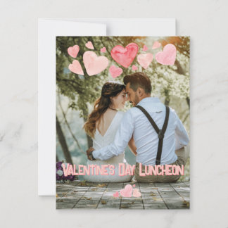 Valentine Pink Hearts Overlay Add Your Own Photo Invitation