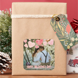 Valentine Pink Hearts Overlay Add Your Own Photo Square Sticker