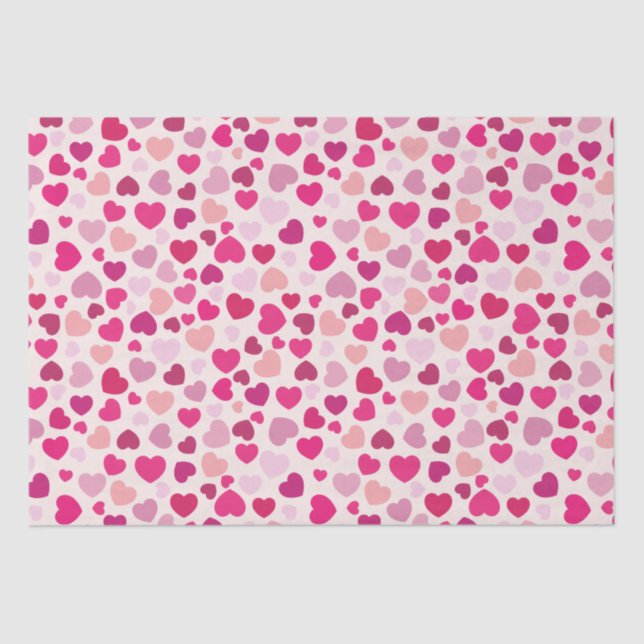 Valentine Pink Hearts with White Tissue Paper (Front)