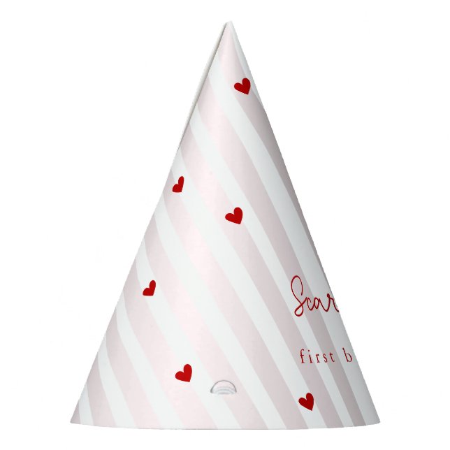 Valentine Pink Red Hearts Little Sweetheart  Party Hat (Left)