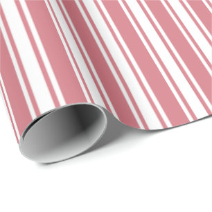 Valentine Pink Stripe Pattern Motif Winter Wrapping Paper