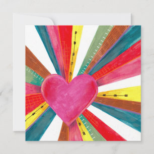 Valentine pink sun sunshine rainbow retro heart ho holiday card