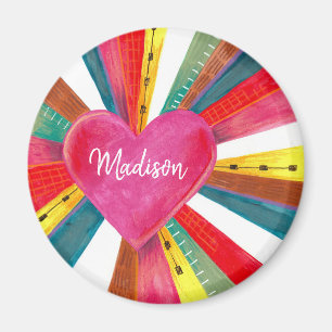Valentine pink sun sunshine rainbow retro heart  magnet