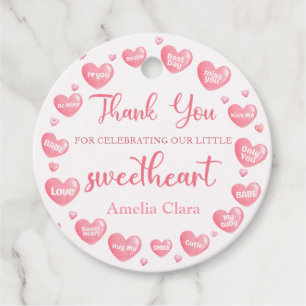 Valentine Pink Sweetheart Birthday Favour Tags
