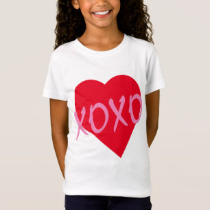 Valentine Pink XOXO Hugs Kisses Red Heart  T-Shirt