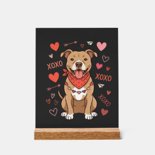 Valentine Pitbull Dog XOXO Love Design Acrylic Sign
